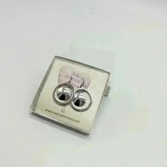Silver  nine west futuristic dangle circle earrings - Picture 2 of 2